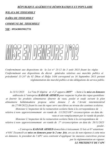 MISE EN DEMEURE N°02