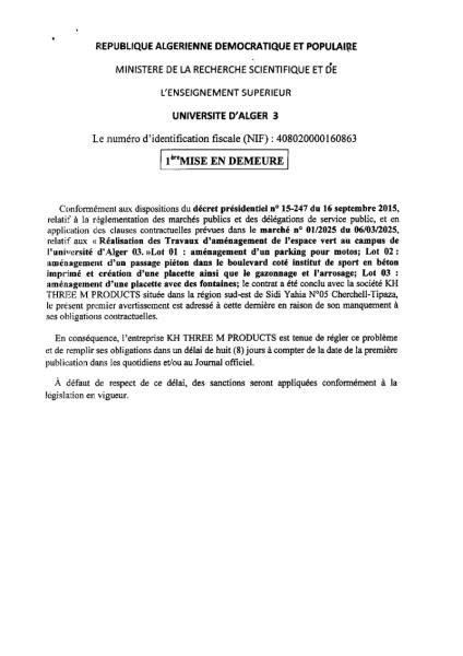 1ére MISE EN DEMEURE