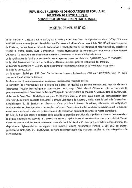 MISE EN DEMEURE N°02