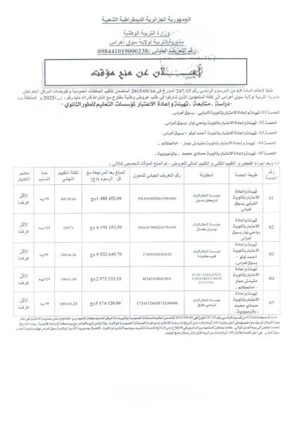 اعلان عن منح مؤقت