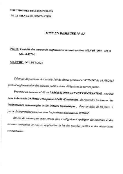 MISE EN DEMEURE N°02