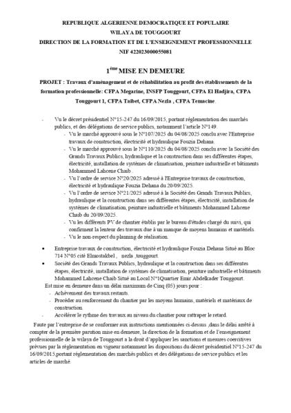 1 éme MISE EN DEMEURE