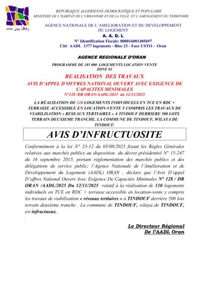AVIS D'INFRUCTUOSITÉ
