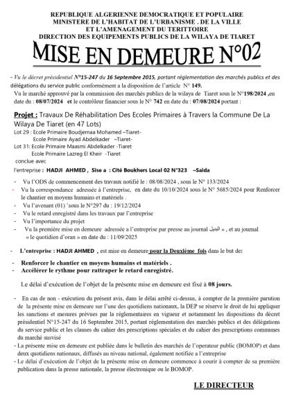 MISE EN DEMEURE N°02
