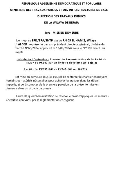 1ére MISE EN DEMEURE
