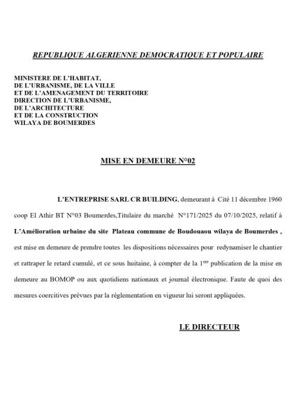 MISE EN DEMEURE N°02