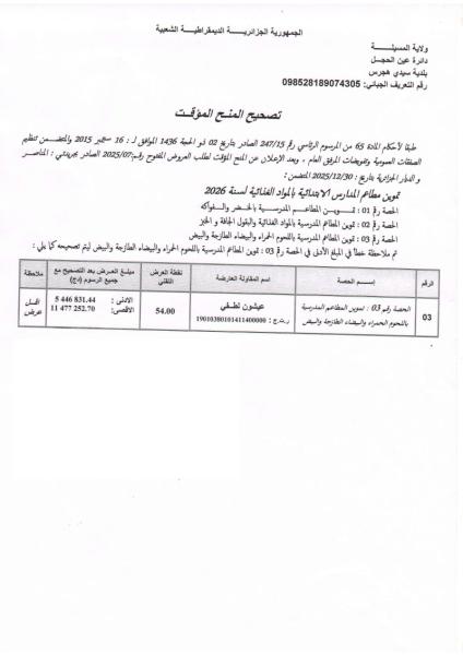 تصحيح المنح المؤقت
