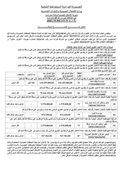 إعلان عن المنح المؤقت