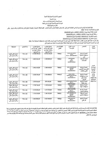 إعلان عن المنح المؤقت