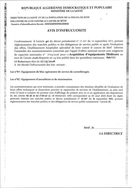 AVIS D'INFRUCUOSITE