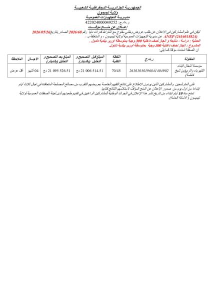 إعلان عن منح مؤقت