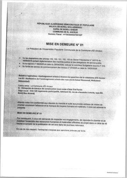 MISE EN DEMEURE N° 01