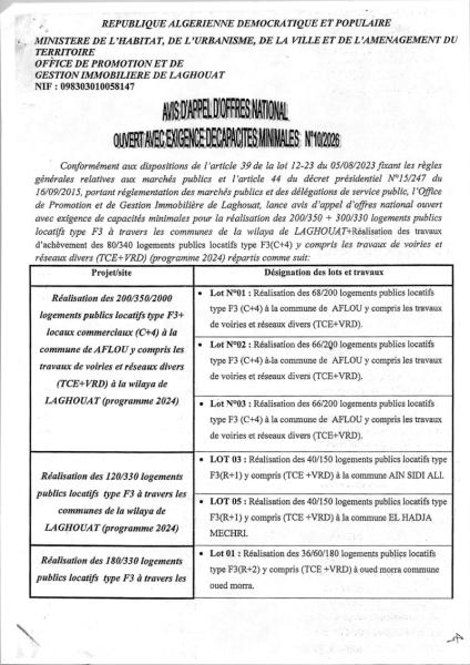 AVIS DARREL DOFFRES MATIONAL OUVERTIAVEC EXIGENGE DECAPACITES MINALES Nº10/202: