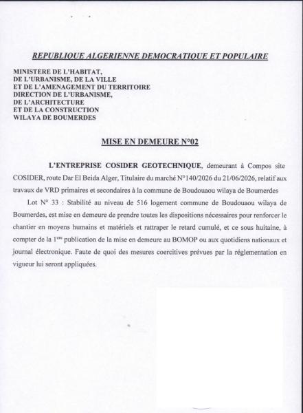 MISE EN DEMEURE N°02