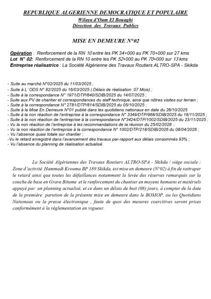 MISE EN DEMEURE N°02