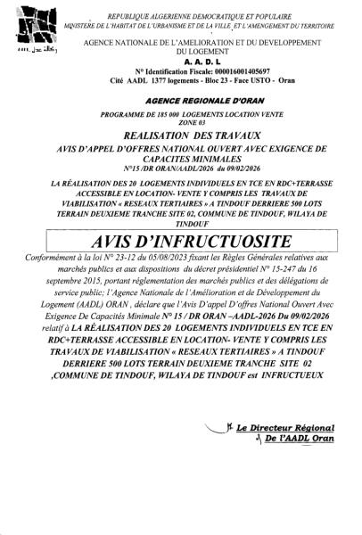 AVIS D'INFRUCTUOSITÉ