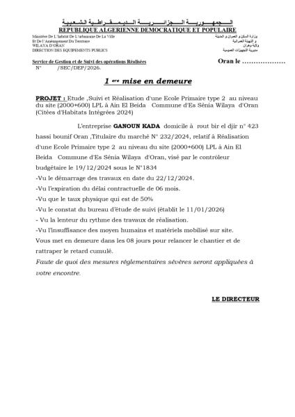 1ere MISE EN DEMEURE