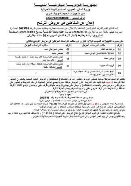 إعلان عن المتأهلين في عروض الترشح