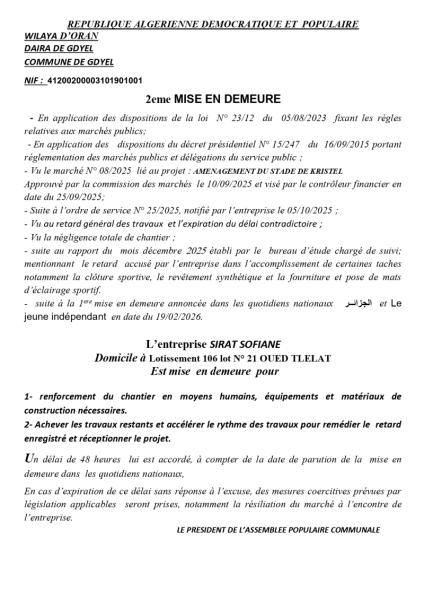 2éme MISE EN DEMEURE