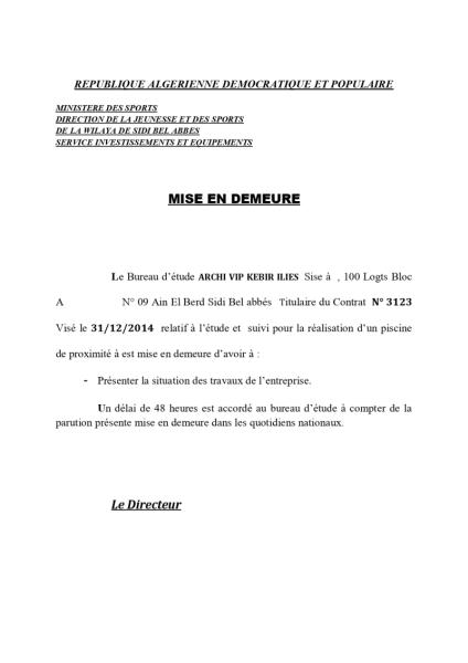 MISE EN DEMEURE