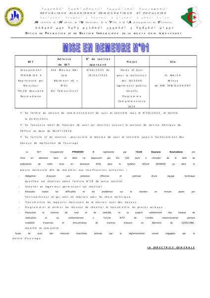 MISE EN DEMEURE Nº01