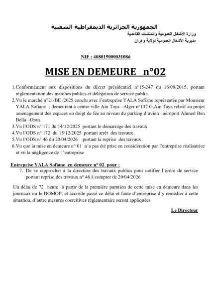 MISE EN DEMEURE n°02