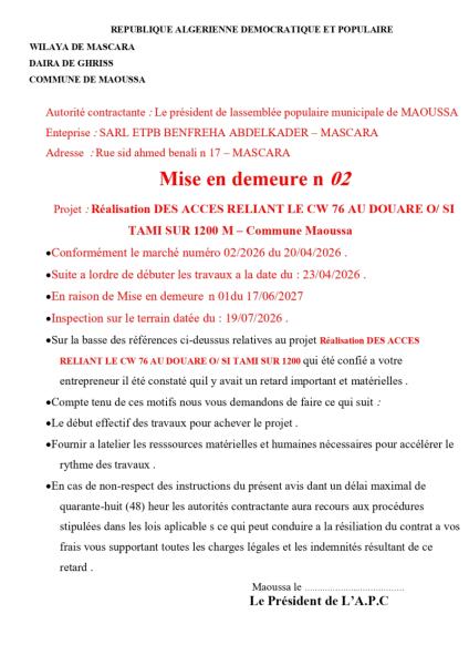 Mise en demeure n 02