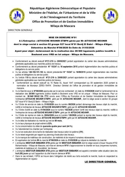 MISE EN DEMEURE N°01