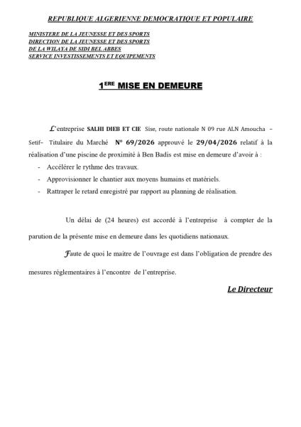 1er MISE EN DEMEURE