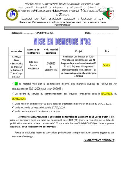 MISE EN DEMEURE Nº02