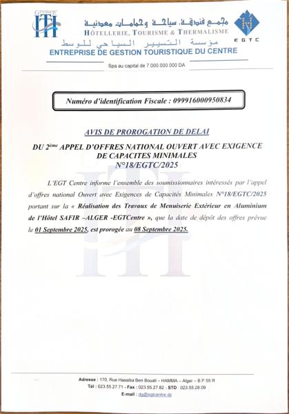Avis de prorogation de délai