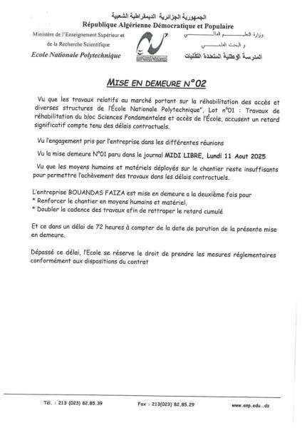 MISE EN DEMEURE N°02