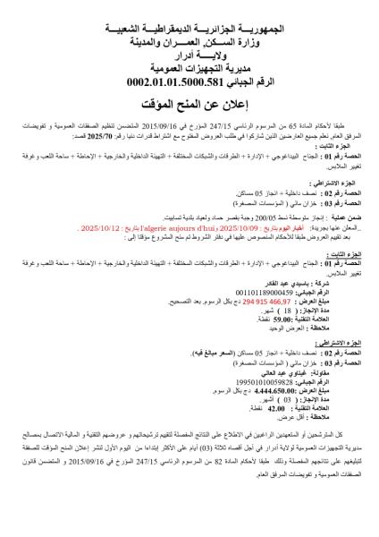 اعلان عن منح مؤقت