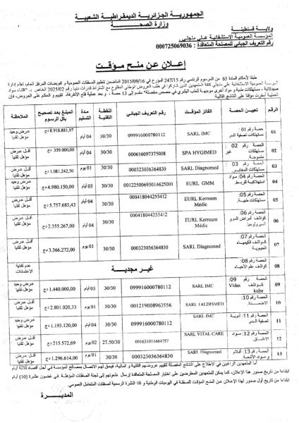 اعلان عن منح مؤقت