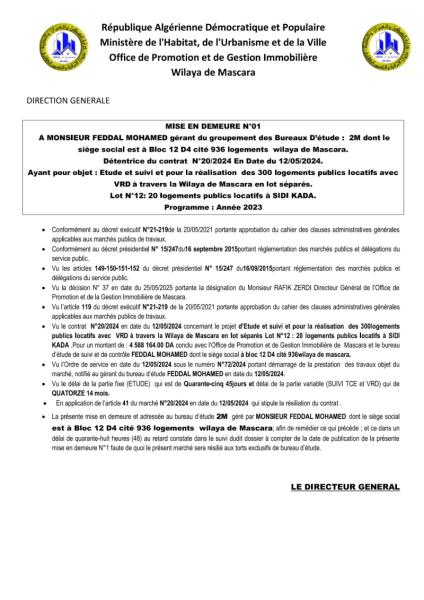 MISE EN DEMEURE N°01