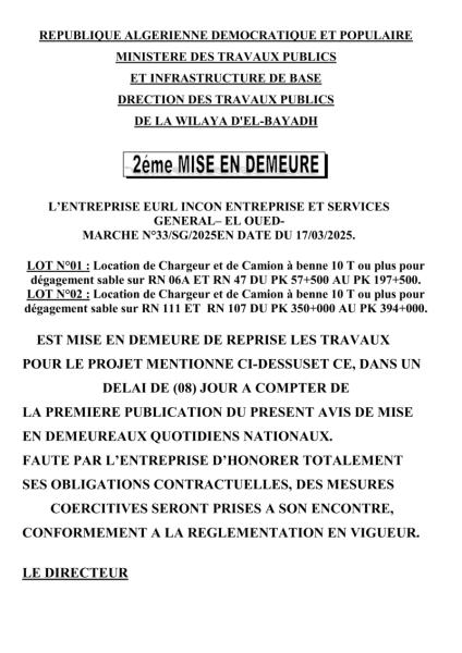 2éme MISE EN DEMEURE