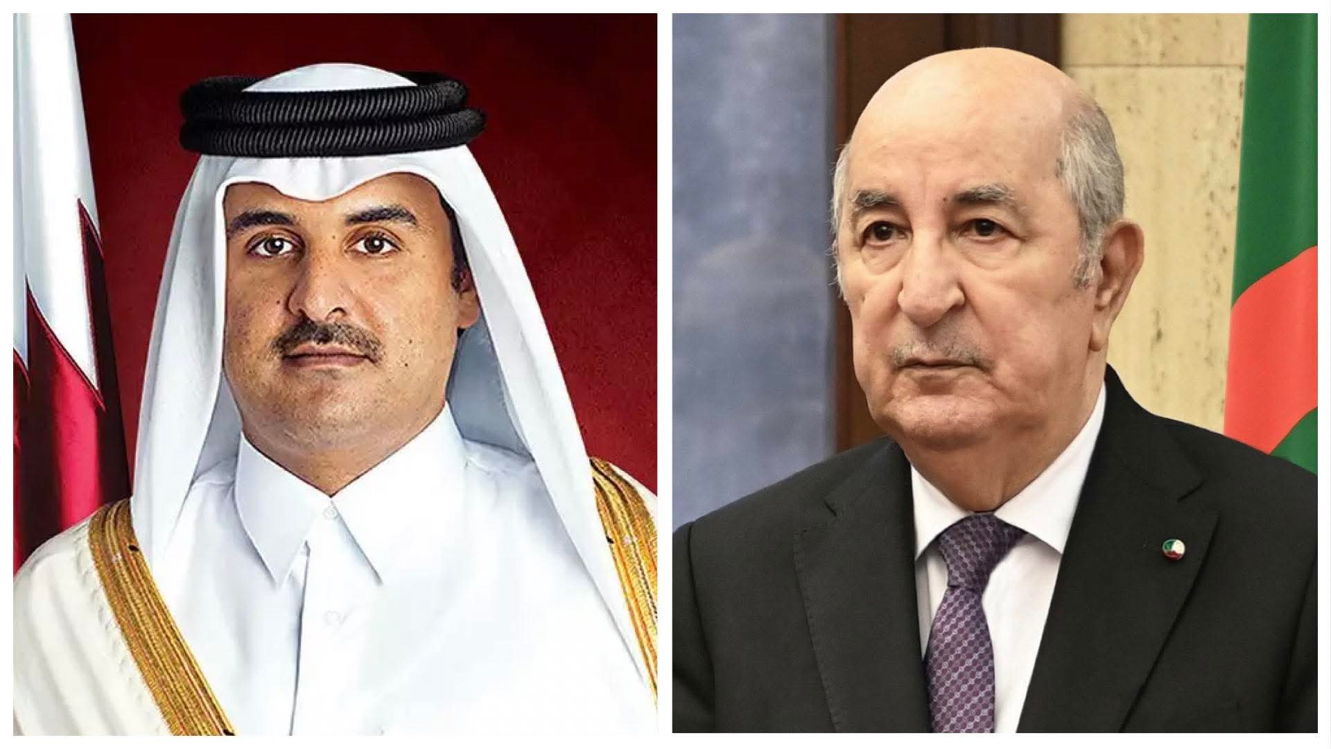 رئيس الجمهورية عبد المجيد تبون يجري مكالمة هاتفية مع أمير قطر الشيخ تميم بن حمد آل ثاني
