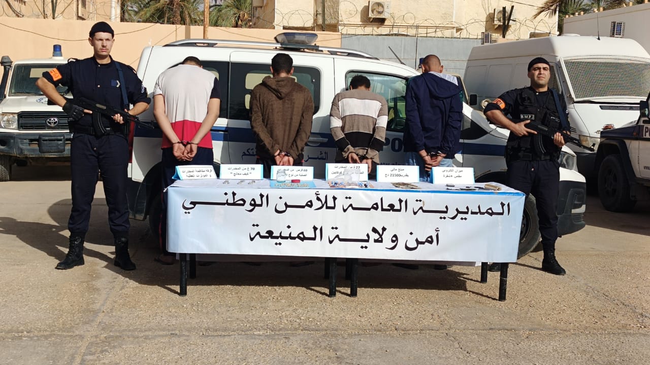 المصالح العملياتية بأمن ولاية المنيعة تطيح بشبكة إجرامية خطيرة مختصة في ترويج المخدرات