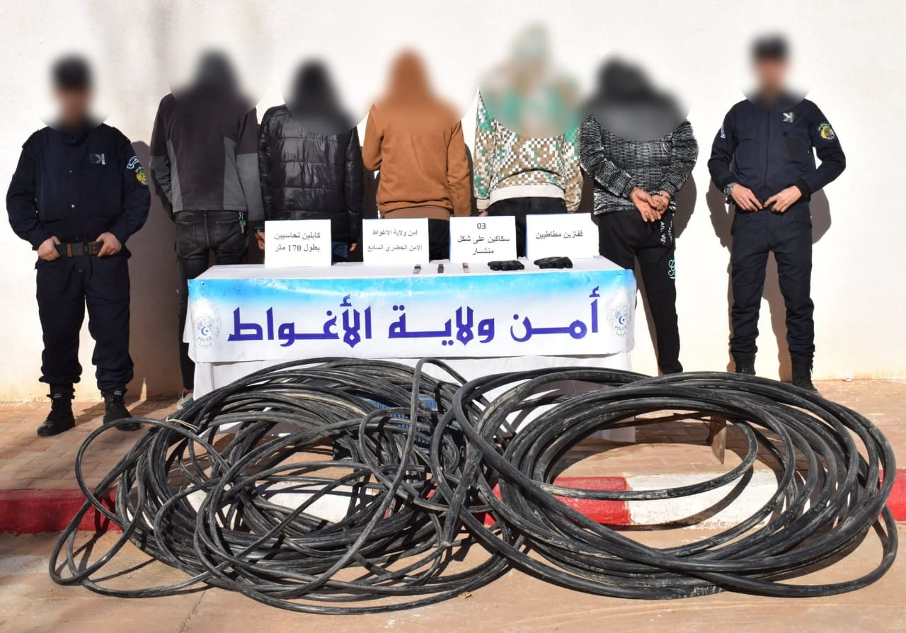 الأغواط: توقيف خمسة مشتبه فيهم في سرقة كوابل نحاسية خاصة بشبكة الاتصالات