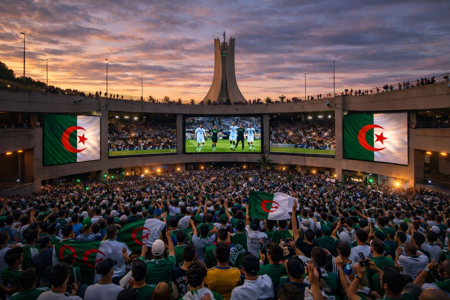 عرض جماهيري مفتوح بمقام الشهيد لمساندة المنتخب الوطني أمام الكونغو يوم غد الثلاثاء