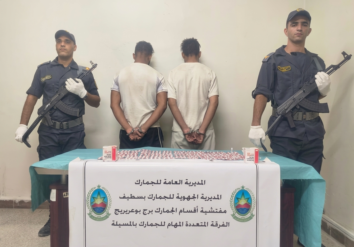 حجز أكثر من 1000 قرص مهلوس بالمسيلة في عملية ميدانية لعناصر الجمارك