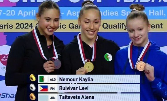جمباز / كأس العالم-2024 /مرحلة الدوحة : الجزائرية كيليا نمور تنال الميدالية الذهبية في اختصاص العمودين غير المتوازيين